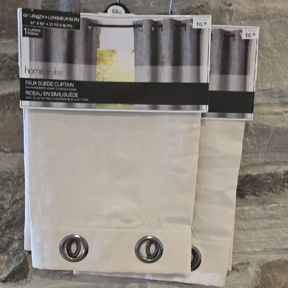 Faux Suede Curtain - Cream - Picture 1 of 3